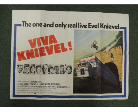 Original British  quad film poster - Viva Knieval! starring Evel Knievel Gene Kelly and Lauren Hutton (slight crease to one c