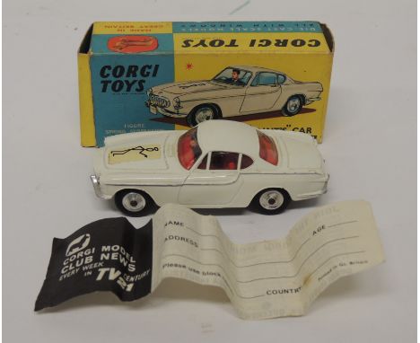 CORGI - 258 The "Saint's" Car Volvo P1800, white with red inner and saint transfer to bonnet, in box and with Corgi Club slip
