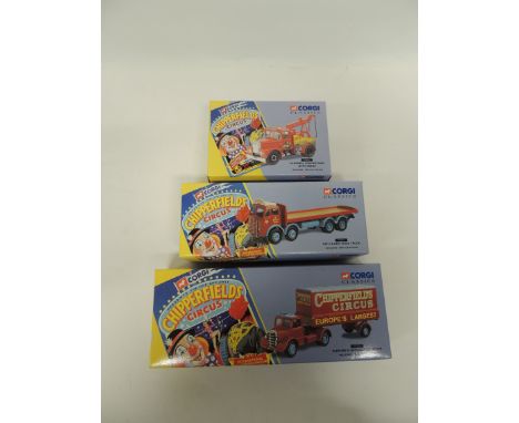 CORGI - Chipperfields Circus: 97303 Bedford O Articulated Truck; 97957 ERF 8 Wheel Rigid Truck and 97886 Scammell Highwayman 