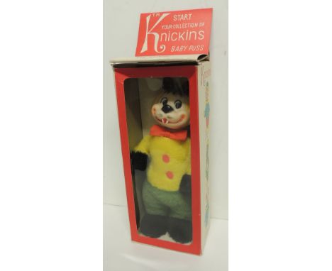 KNICKERBOCKER (Japan) - vintage stuffed toy Knickins Baby Puss 96/2 with washable fabric body and moulded vinyl head, in orig