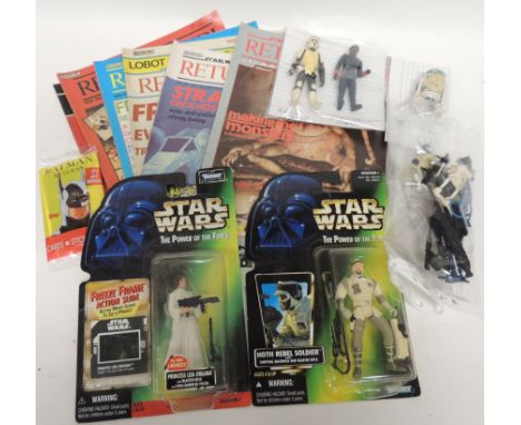 Three vintage Star Wars figures - R2-D2; Biker Scout and Bespin Security Guards; two Kenner figures in original blister packs