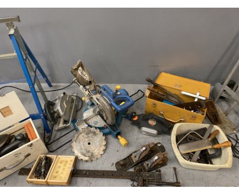 TOOLS - Powercraft electric mitre saw, Stanley planes, electric planers, trestles, sack truck ETC, a large assortment E/T