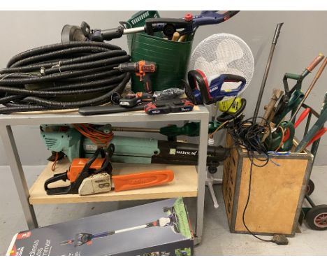 TOOL ASSORTMENT to include Stihl chainsaw, Spear &amp; Jackson cordless garden implements and a large parcel of other E/T