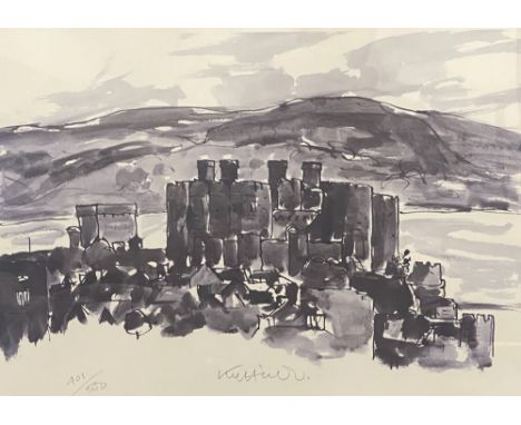 SIR KYFFIN WILLIAMS RA limited edition (401/500) print - Conwy Castle, signed in full, 40 x 58cms