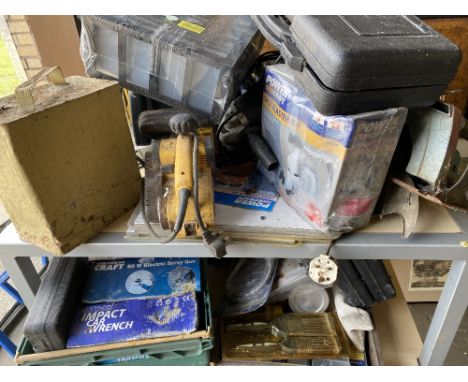 GARAGE TOOLS ASSORTMENT including Dewalt belt sander, other power tools ETC E/T