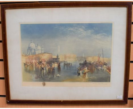 Mezzotint of Venice, signed in pencil T Hamilton Crawford l r, 33 x 46cm along with a Russell Flint print (unsigned) 44 x 58c