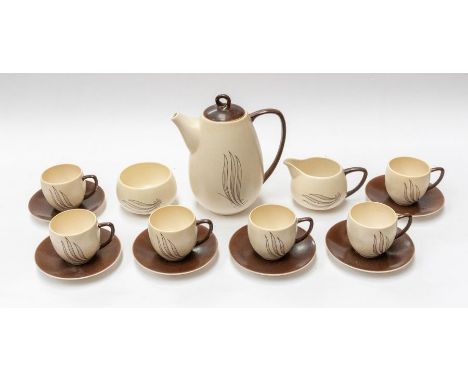 A 1950's Carlton ware six piece coffee set, Australian design, along with Poole Pottery plate and other Carlton ware