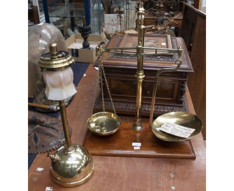Victorian brass scales and Tilley lamp