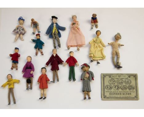 Vintage dolls house dolls; Box of Grecon and Dol toi and Lundby type small dolls house family members (19+)&nbsp;