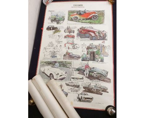 Four vintage car posters