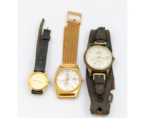 A collection of three gents&nbsp;vintage wristwatches to include a Orfa automatic (some damage to glass but working) on leath