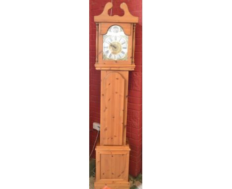 A modern pine longcase style clock