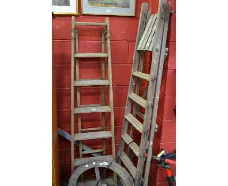 A pair of pine step ladders; another pair similar The Patent Safety Ladder Co. Ltd (2)