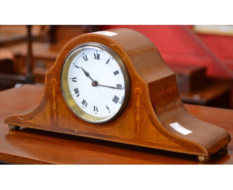 An Edwardian mahogany inlaid mantel clock