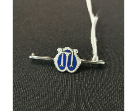 SILVER AND ENAMEL MOTHER OF PEARL BROOCH