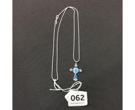 OPAL SET CROSS WITH SILVER CHAIN
