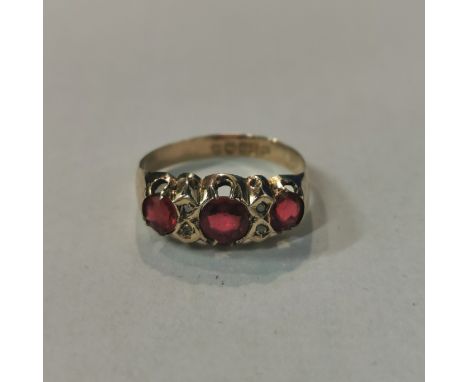 9CT GOLD RUBY VICTORIAN DIAMOND RING