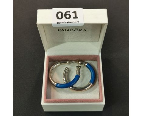 SILVER AND ENAMEL HOOP EARRINGS