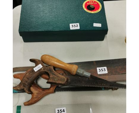 5 VINTAGE HAND SAWS