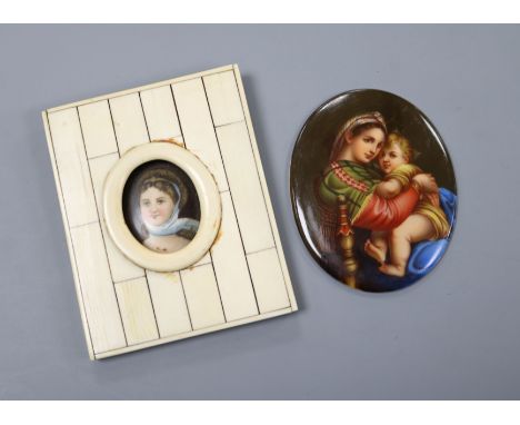 Two French porcelain portrait miniatures