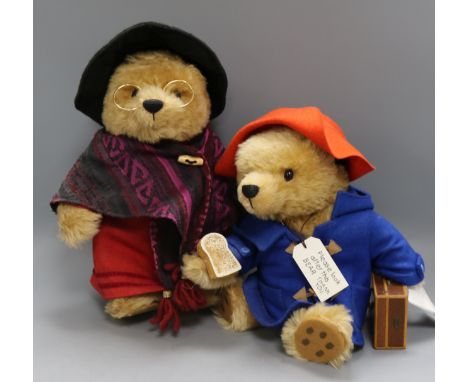 Two Steiff toys: Paddington and Aunt Lucy, white tag, boxed