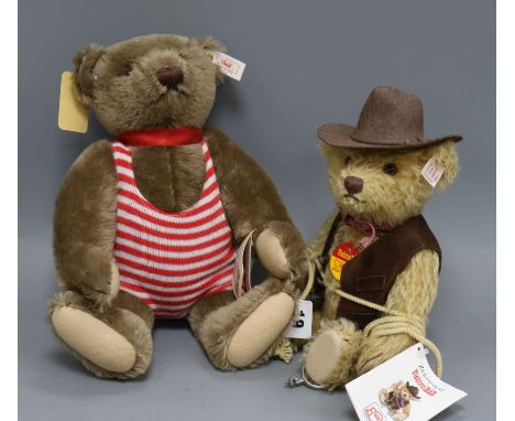 Two Steiff white tag toys: Wiggin and Cowboy