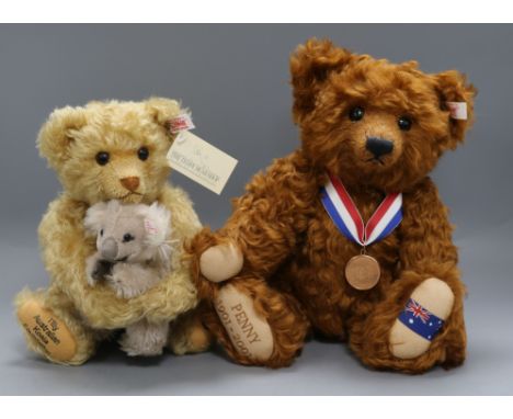 Two Steiff Australian bears, white tags