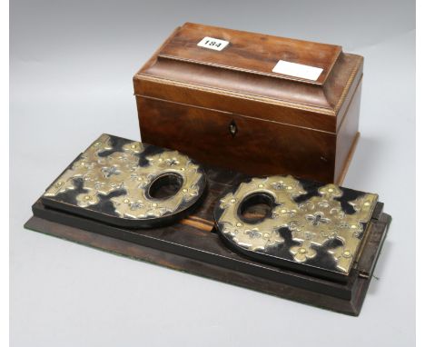 A Victorian coromandel bookslide and a Georgian tea caddy Bookslide 37cm