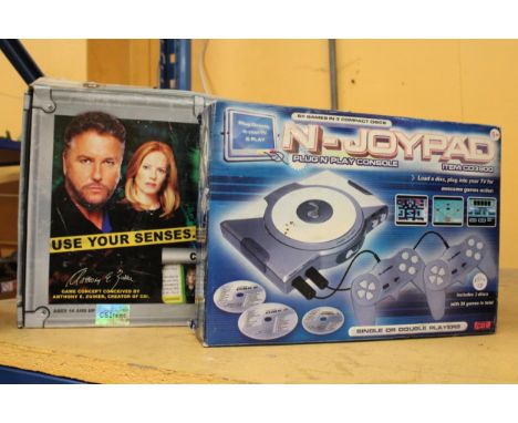 A VINTAGE N-JOYPAD PLUG AND PLAY CONSOLE PLUS A 'CSI SENSES' THE GAME 
