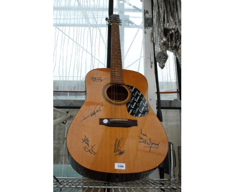 AN ENCORE ACOUSTIC GUITAR BEARING SIGNATURES OF THE ROLLING STONES, NO PROVENANCE AND NO WARRANTY 