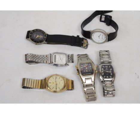 SIX VARIOUS WRIST WATCHES TO INCLUDE A PULSAR, CASIO, TWO TOWERS ETC 