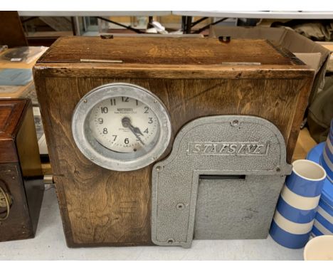 AN OAK STAFSINE NATIONAL TIME RECORDER CO LTD KENT CLOCKING IN CLOCK 