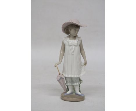 A NAO FIGURE OF A YOUNG GIRL WITH AN UMBRELLA 
