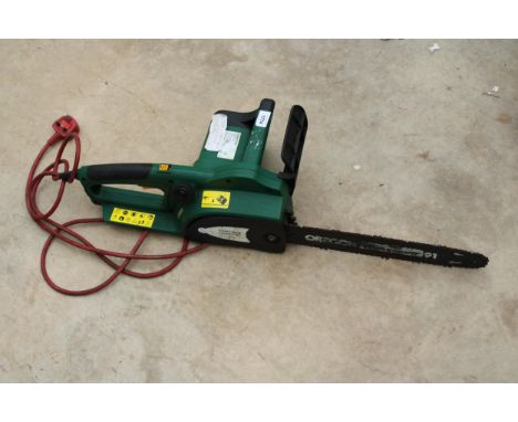AN ELECTRIC CHAINSAW BELIEVED IN WORKING ORDER BUT NO WARRANTY 