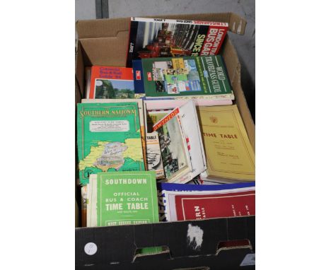 A LARGE COLLECTION OF VINTAGE BUS TIMETABLES AND ROUTE MAPS TO INCLUDE THE 1950'S AND 1960'S 