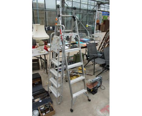 AN ALUMINIUM MULTIFUNCTIONAL FOLDING LADDER AND A FURTHER STEP LADDER 