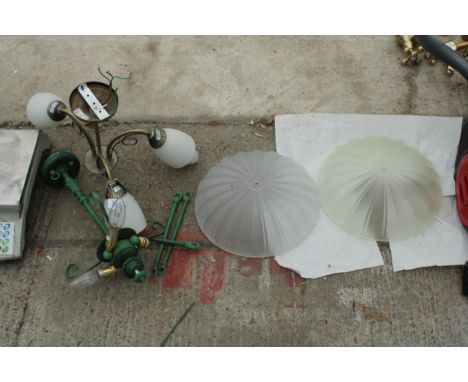 TWO CEILING LIGHT FITTINGS AND SHADES 