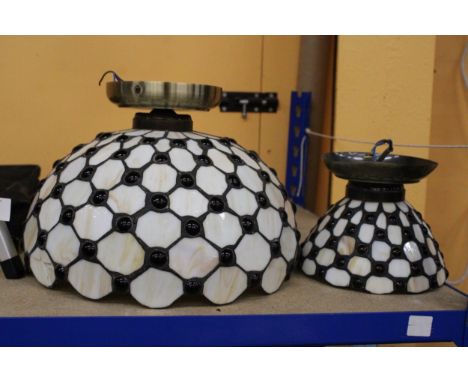 TWO TIFFANY STYLE LIGHT SHADES, DIAMETERS, 28CM AND 16CM 