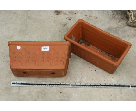 A PAIR OF SMALL TERRACOTTA TROUGH PLANTERS 