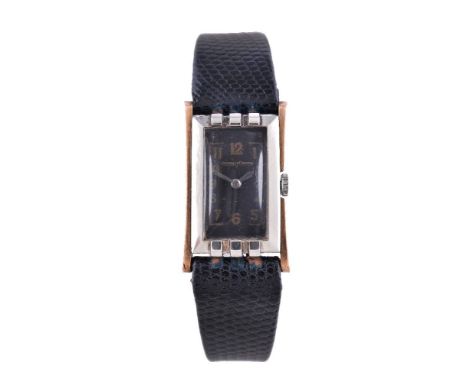 ϒ Jaeger LeCoultre, a lady's two colour wristwatch, no. 24288, circa 1940, manual wind movement, no. 82761, black dial, appli