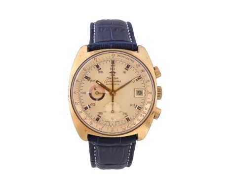 Omega, Seamaster, a gold plated wristwatch, circa 1973, automatic chronograph movement, 22 jewels, cal. 1040, gilt dial, appl