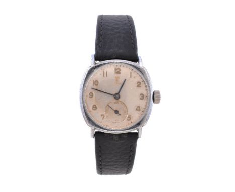 Tudor, Oyster, a silvered dial and movement, manual wind movement, 17 jewels, silvered dial, applied Arabic numerals, baton h