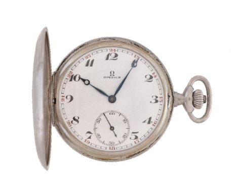 Omega, a silver keyless wind full hunter pocket watch, no. 7269664, lever movement, 15 jewels, adjusted to 2 positions, bimet