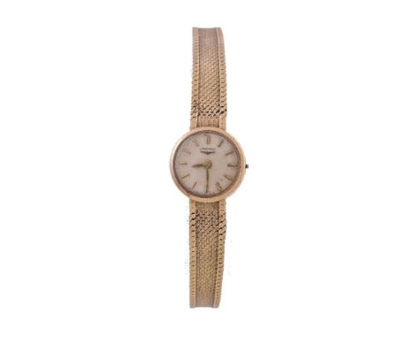 Longines, a lady's 9 carat gold bracelet wristwatch, no. 3565, hallmarked London 1960, manual wind movement, 17 jewels, cal. 