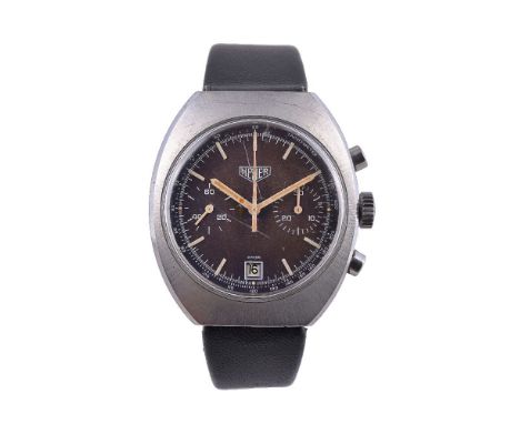 Heuer, ‘Barrel’, ref. 73473, a stainless steel chronograph wristwatch, no. 283093, circa 1971, manual wind movement, 17 jewel