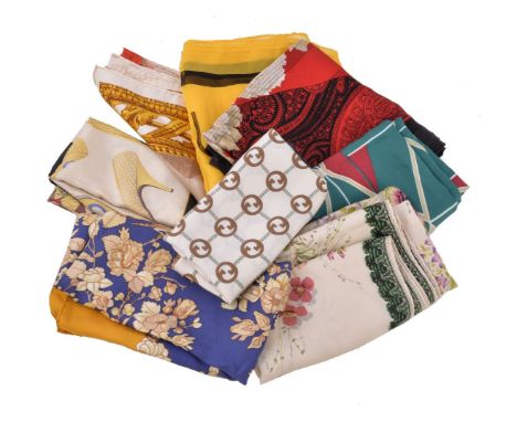 A collection of silk scarves, to include: Hermes, Fleurs et Galons, a silk scarf, designed by Madame La Torre, circa 1960, th