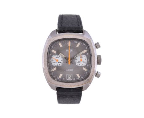 Heuer, ref. 741-1, a base metal chronograph wristwatch, circa 1979, manual wind movement, 17 jewels unadjusted, cal. Valjoux 