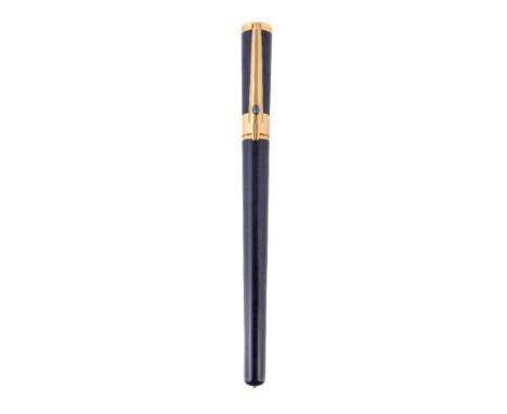 Chaumet, a purple marbled fountain pen, the cap with a mother of pearl cap end, gilt clip and cap band, the nib stamped 18K-7