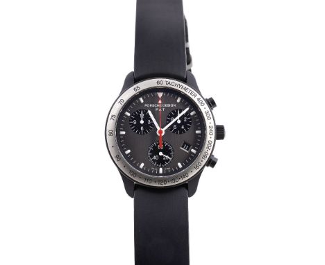 Porsche Design by Eterna, ref. 6610.14, a black coated aluminium and titanium wristwatch, Swiss quartz chronograph movement, 