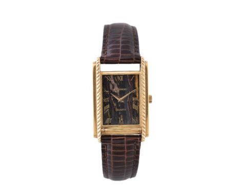 Da Laneau, an 18 carat gold wristwatch, Swiss quartz movement, 6 jewels, cal. ETA 959001, quartz boulder dial, Roman numerals